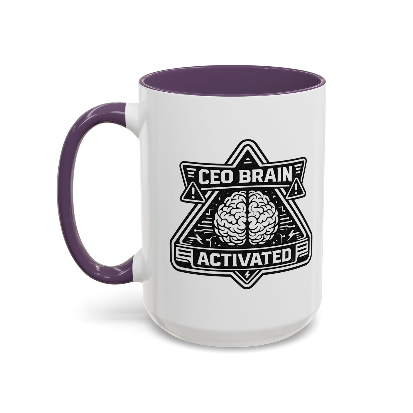 "CEO Brain Activated" Adventure Crew Coffee Mug — Retro Badge Accent 11/15oz