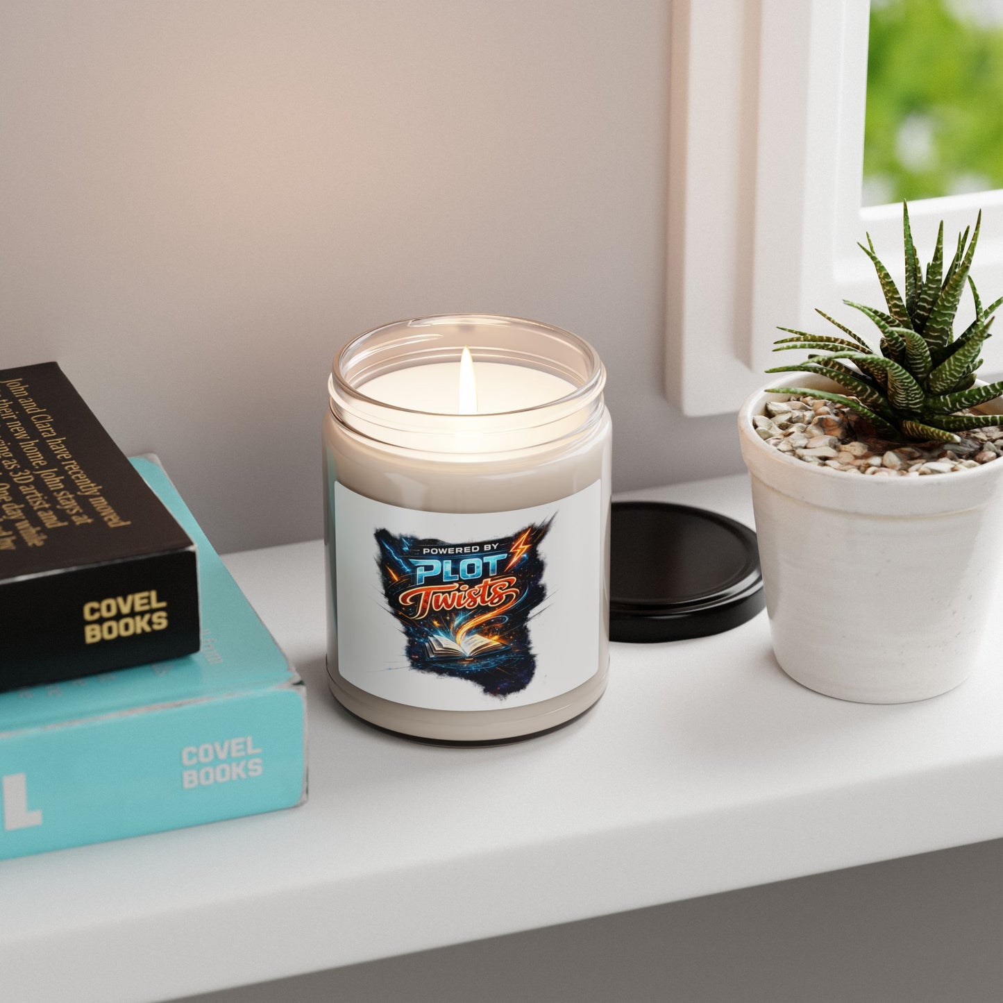 Candle — "Powered by Plot Twists" Scented Soy Candle, 9oz