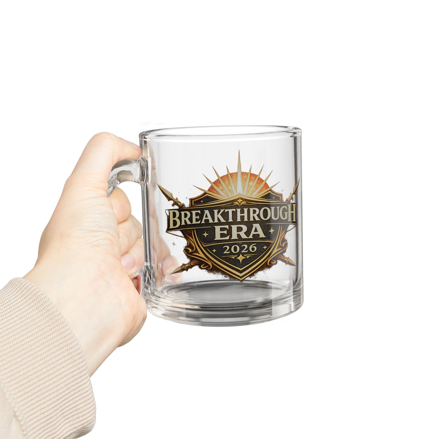 Breakthrough Era 2026 Glass Mug — 10oz Motivational Coffee Cup