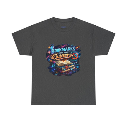 "Bookmarks Are For Quitters" Vintage Book Lover Tee T-Shirt