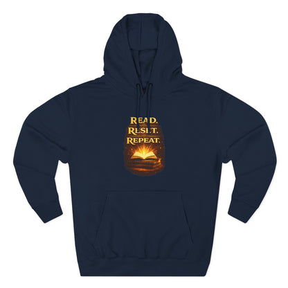 Hoodie — 'Read. Resist. Repeat.' Book Lover Graphic Pullover