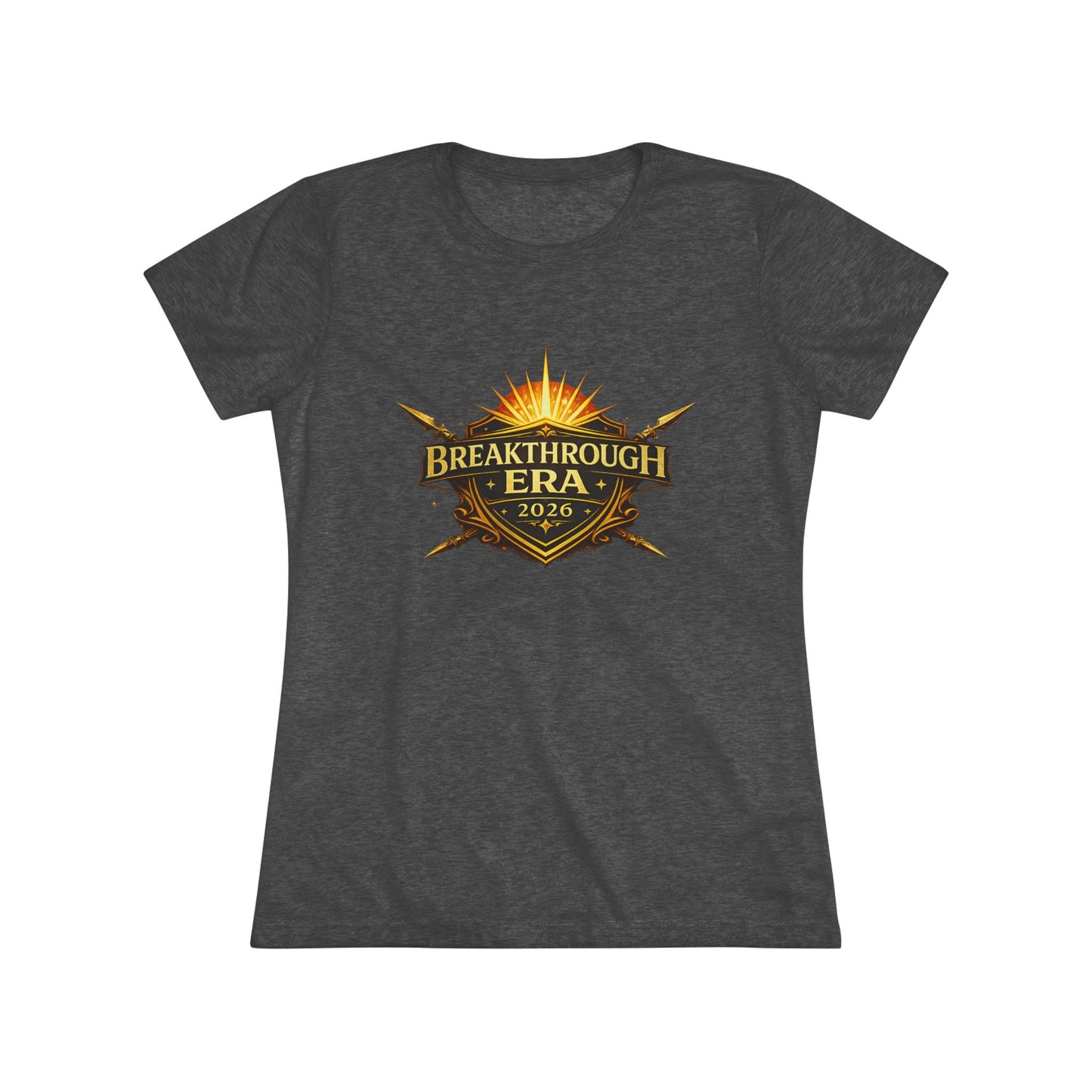 Breakthrough Era 2026 Women's Tee — Inspirational Sunrise Crest Graphic