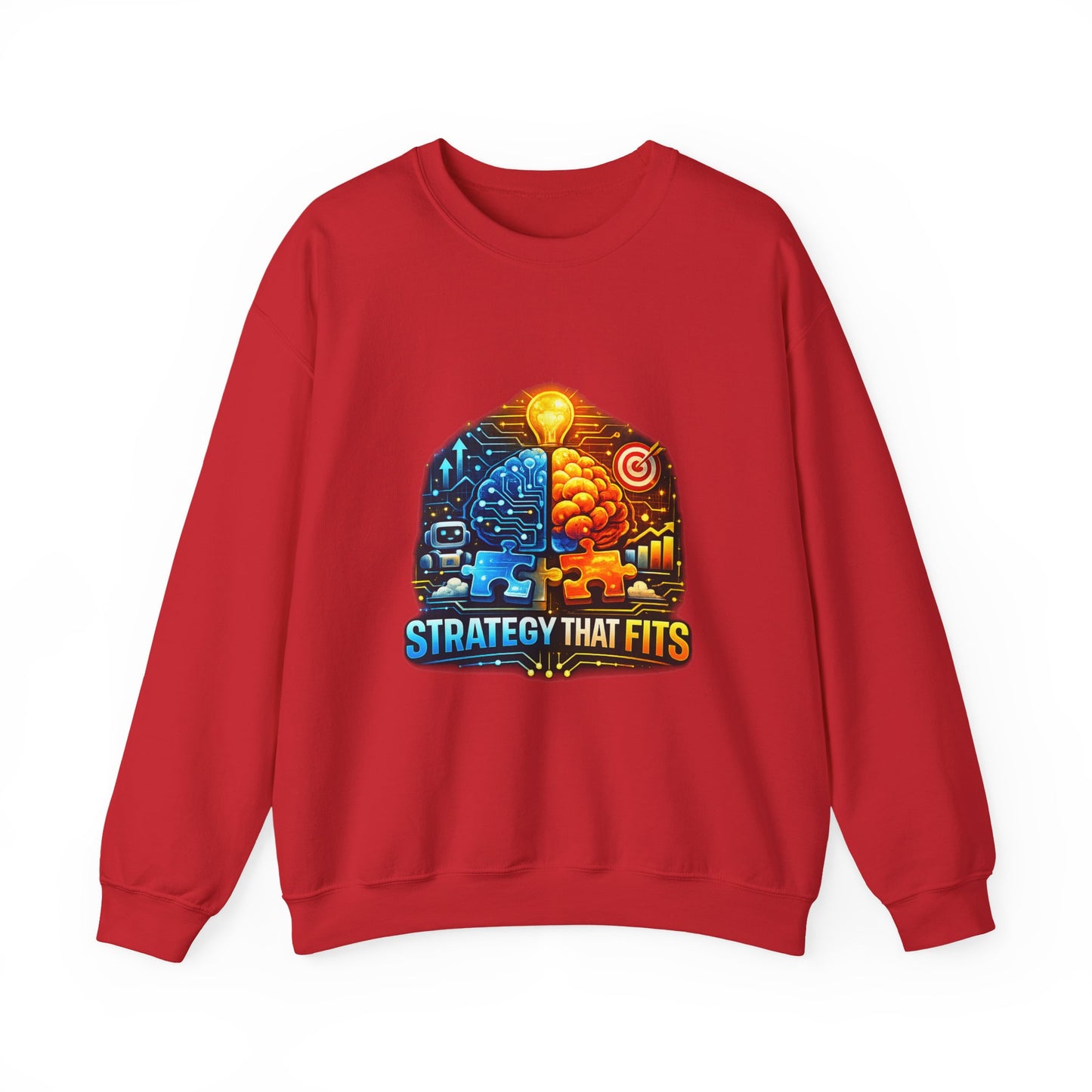Crewneck Sweatshirt – "Strategy That Fits" Brainstorm Graphic