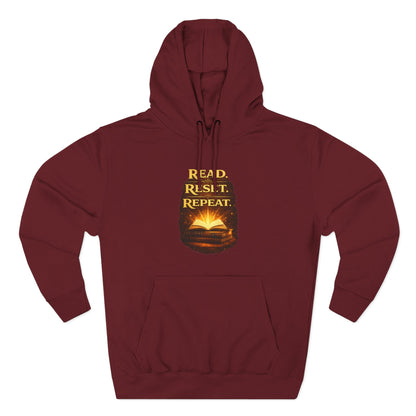 Hoodie — 'Read. Resist. Repeat.' Book Lover Graphic Pullover
