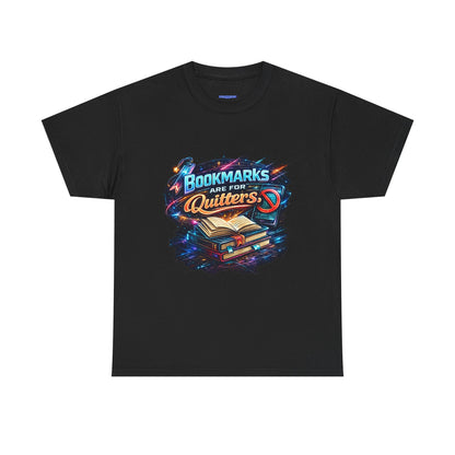"Bookmarks Are For Quitters" Vintage Book Lover Tee T-Shirt