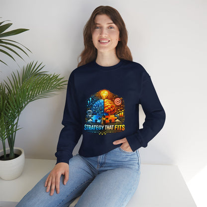 Crewneck Sweatshirt – "Strategy That Fits" Brainstorm Graphic