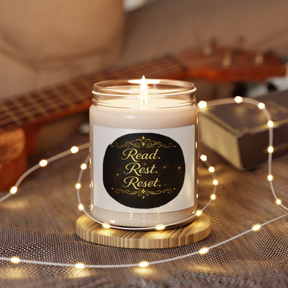 Read Rest Reset Soy Candle — 9oz Scented Relaxation Jar