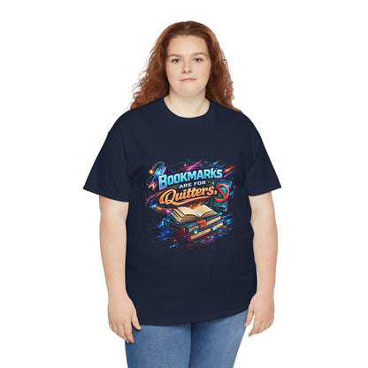 "Bookmarks Are For Quitters" Vintage Book Lover Tee T-Shirt