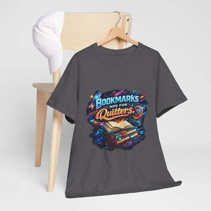 "Bookmarks Are For Quitters" Vintage Book Lover Tee T-Shirt