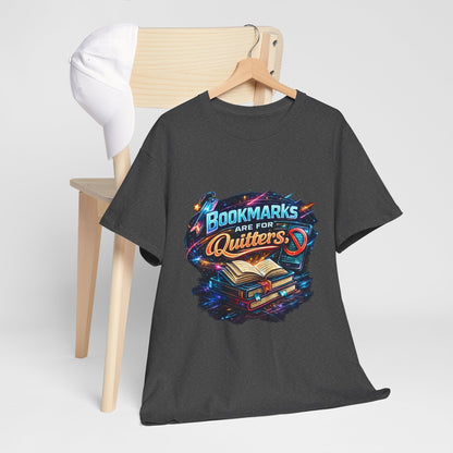 "Bookmarks Are For Quitters" Vintage Book Lover Tee T-Shirt