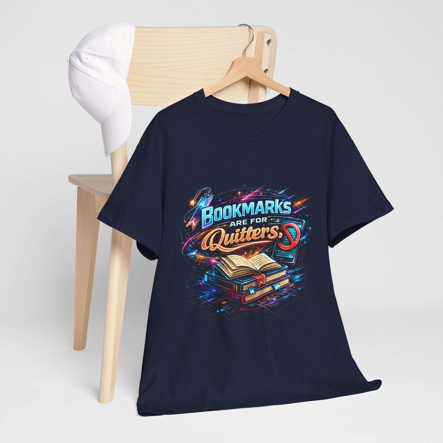 "Bookmarks Are For Quitters" Vintage Book Lover Tee T-Shirt