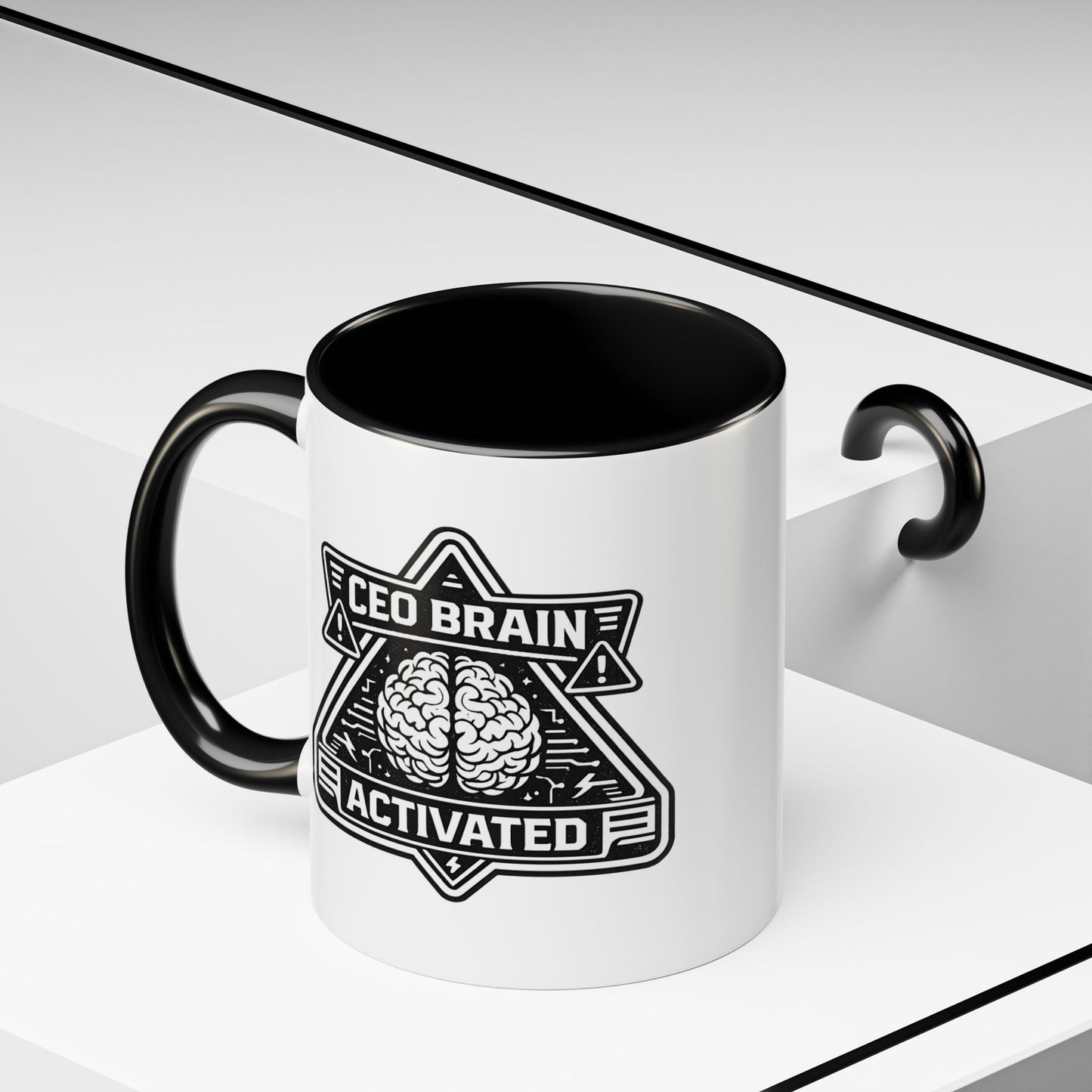 "CEO Brain Activated" Adventure Crew Coffee Mug — Retro Badge Accent 11/15oz