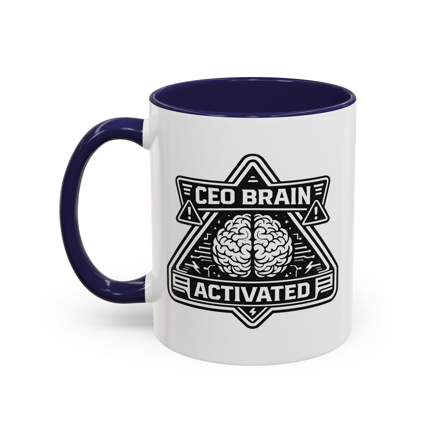 "CEO Brain Activated" Adventure Crew Coffee Mug — Retro Badge Accent 11/15oz