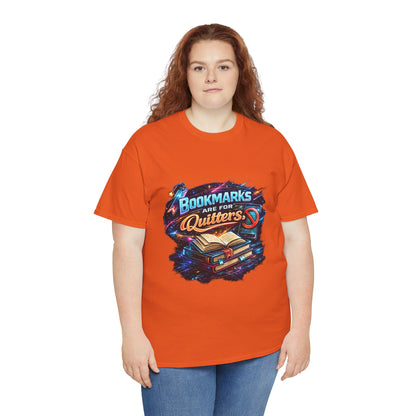 "Bookmarks Are For Quitters" Vintage Book Lover Tee T-Shirt