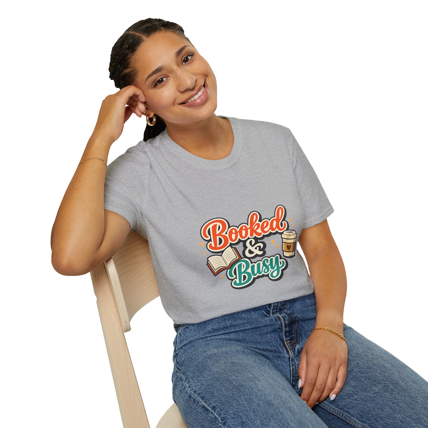 "Booked & Busy" T-Shirt — Book Lover Coffee Graphic Tee