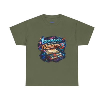 "Bookmarks Are For Quitters" Vintage Book Lover Tee T-Shirt