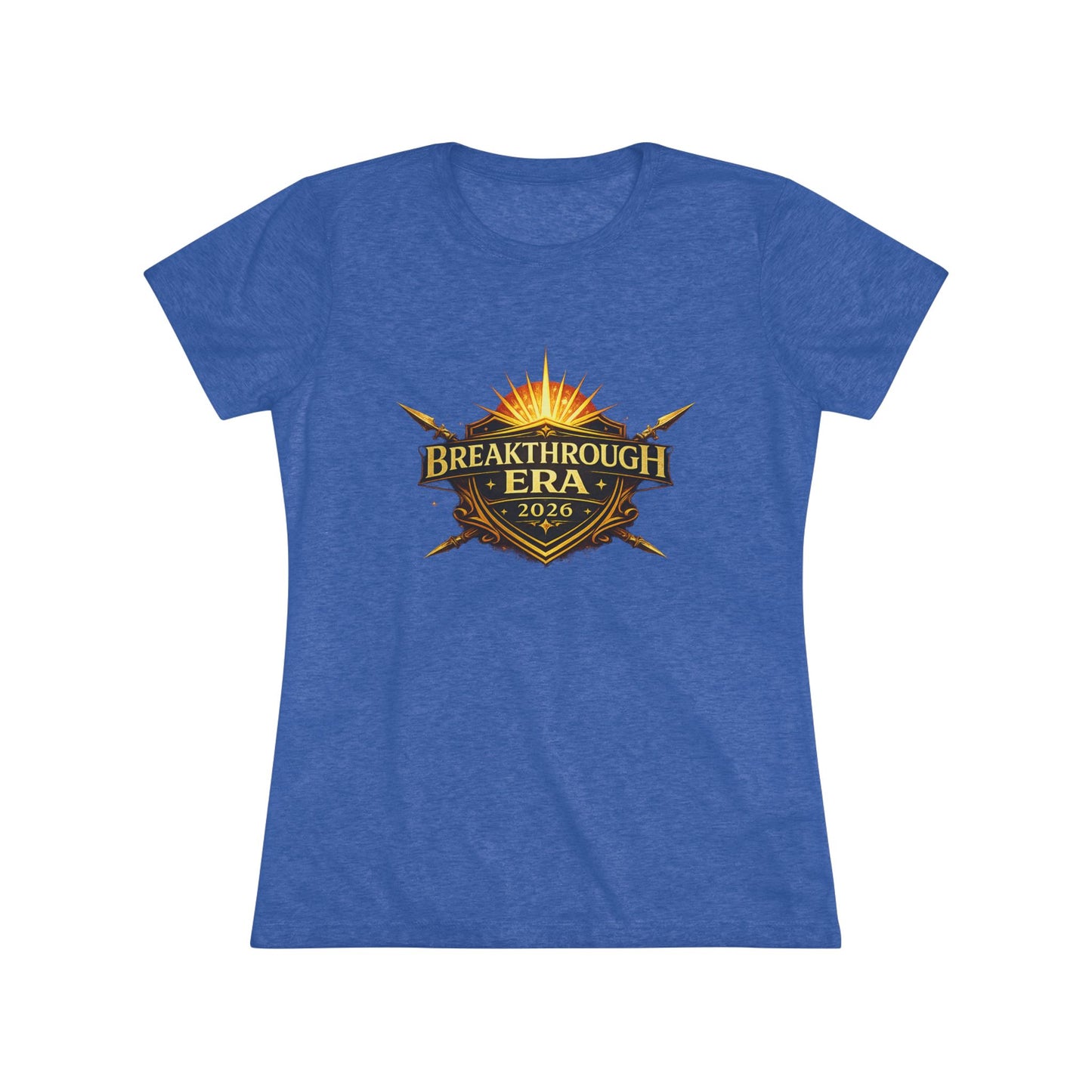 Breakthrough Era 2026 Women's Tee — Inspirational Sunrise Crest Graphic
