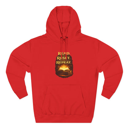 Hoodie — 'Read. Resist. Repeat.' Book Lover Graphic Pullover