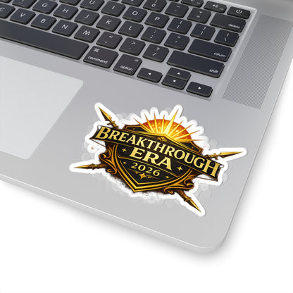 Breakthrough Era 2026 Kiss-Cut Sticker — Gold Shield Logo Laptop Decal