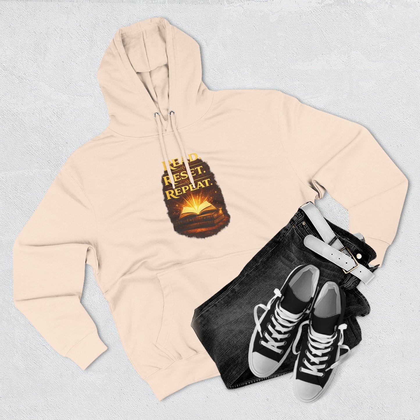 Hoodie — 'Read. Resist. Repeat.' Book Lover Graphic Pullover