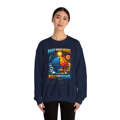 Map Your Mind Crewneck Sweatshirt — Build Your Method Brain Graphic Pullover