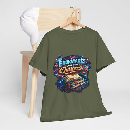 "Bookmarks Are For Quitters" Vintage Book Lover Tee T-Shirt