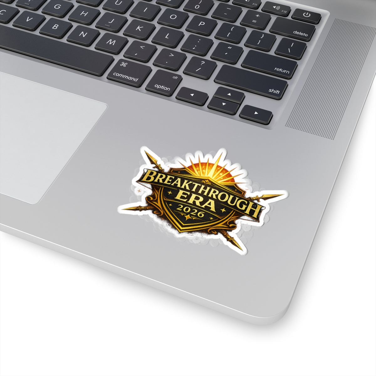 Breakthrough Era 2026 Kiss-Cut Sticker — Gold Shield Logo Laptop Decal