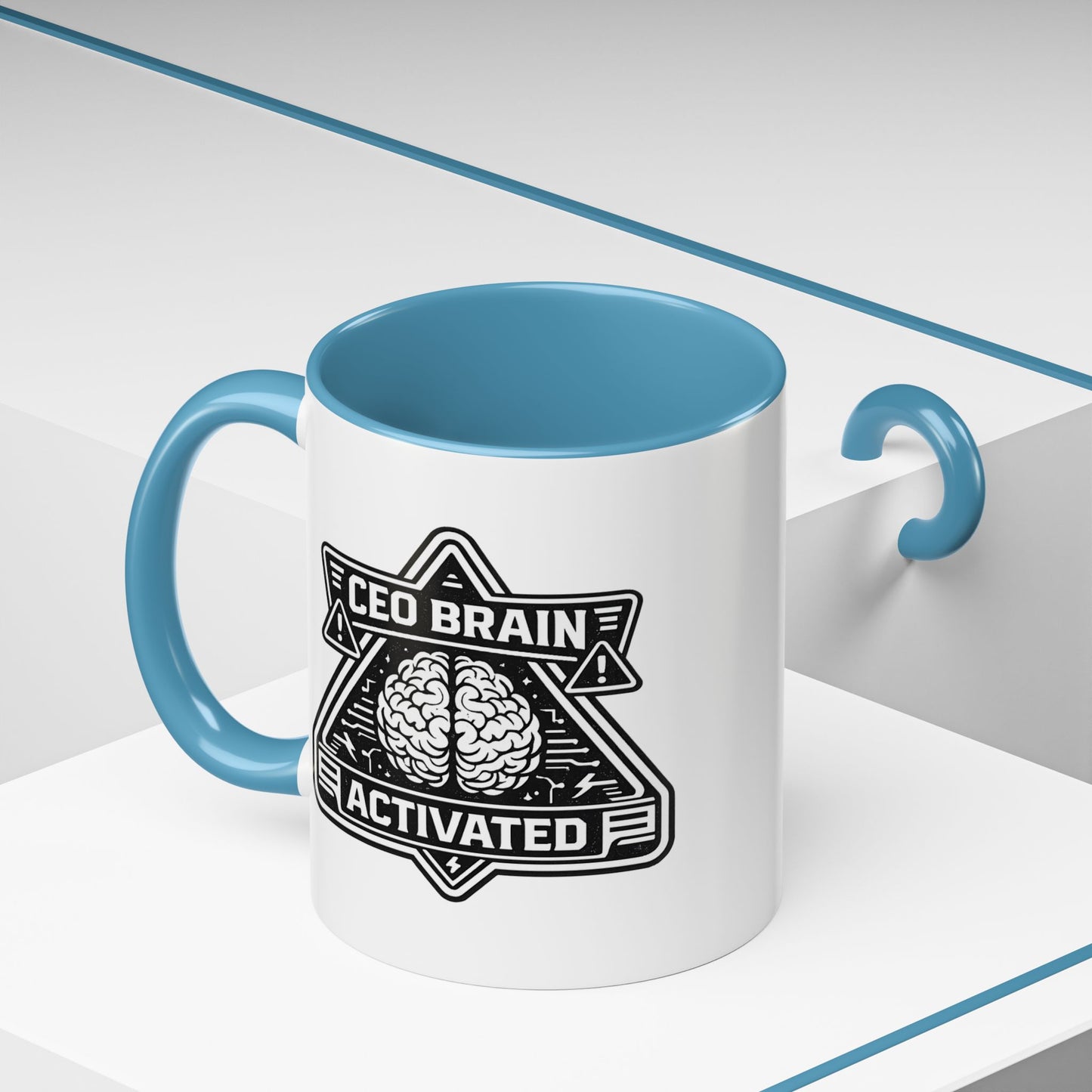 "CEO Brain Activated" Adventure Crew Coffee Mug — Retro Badge Accent 11/15oz