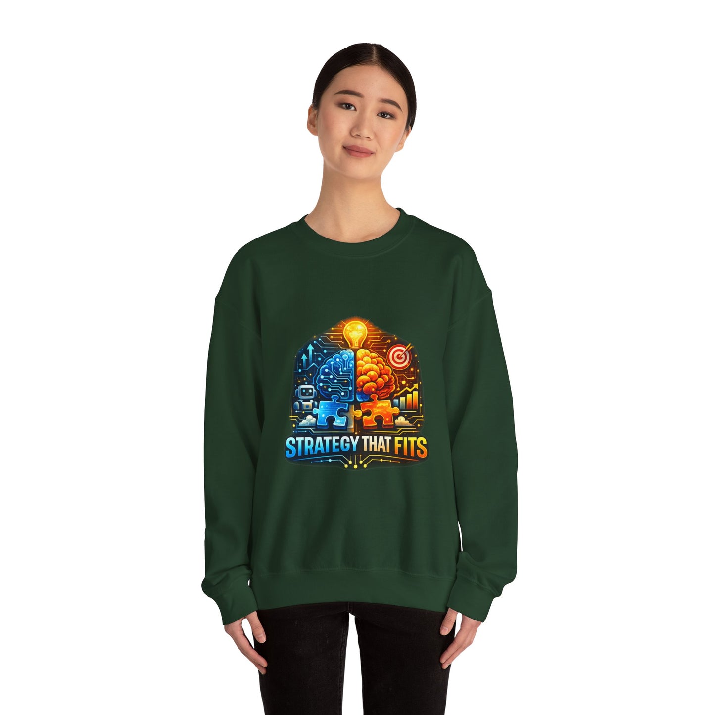 Crewneck Sweatshirt – "Strategy That Fits" Brainstorm Graphic