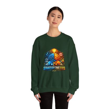 Crewneck Sweatshirt – "Strategy That Fits" Brainstorm Graphic