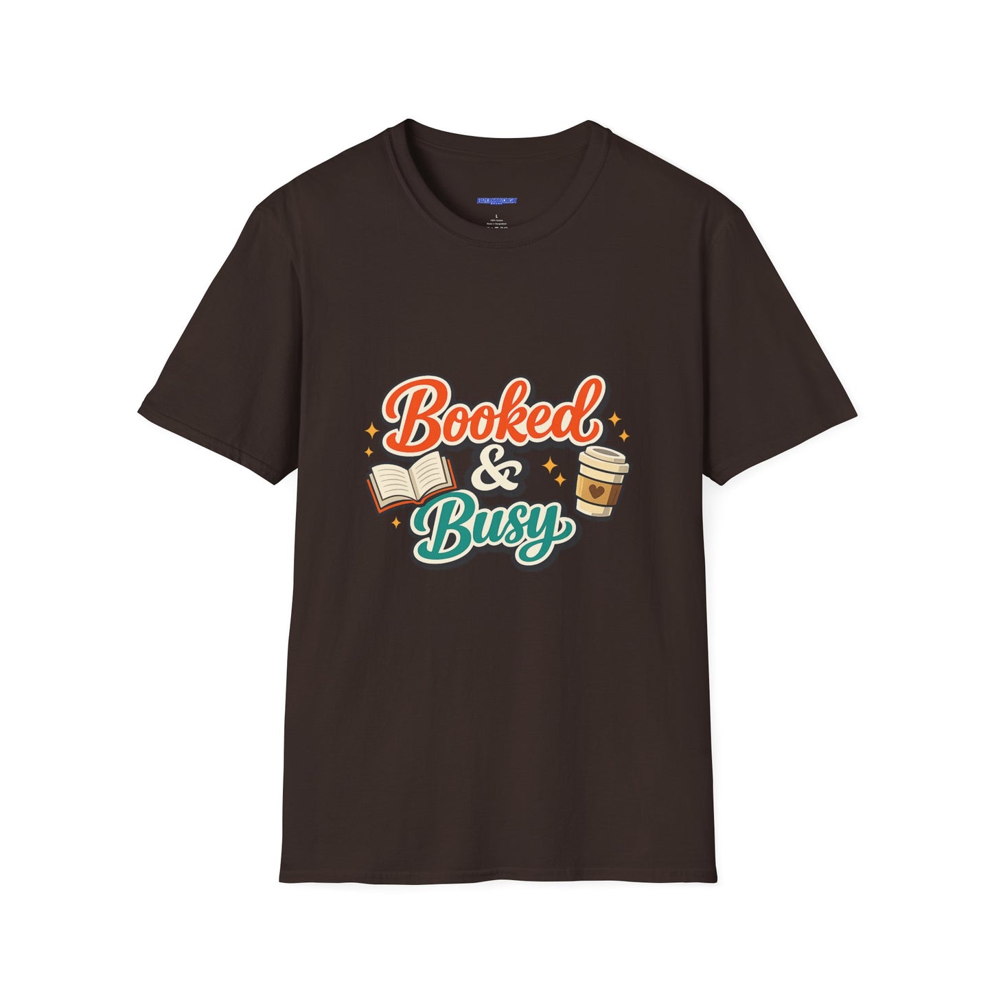 "Booked & Busy" T-Shirt — Book Lover Coffee Graphic Tee