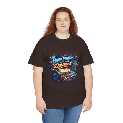 "Bookmarks Are For Quitters" Vintage Book Lover Tee T-Shirt