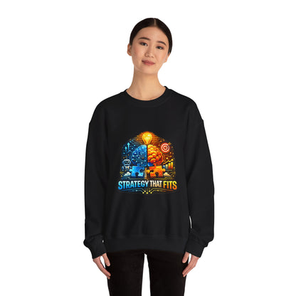 Crewneck Sweatshirt – "Strategy That Fits" Brainstorm Graphic