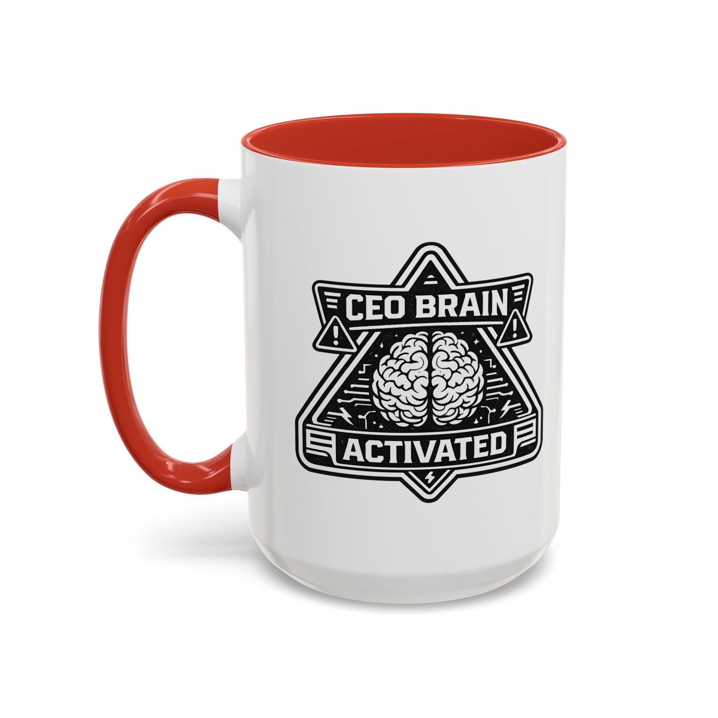 "CEO Brain Activated" Adventure Crew Coffee Mug — Retro Badge Accent 11/15oz
