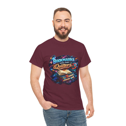 "Bookmarks Are For Quitters" Vintage Book Lover Tee T-Shirt