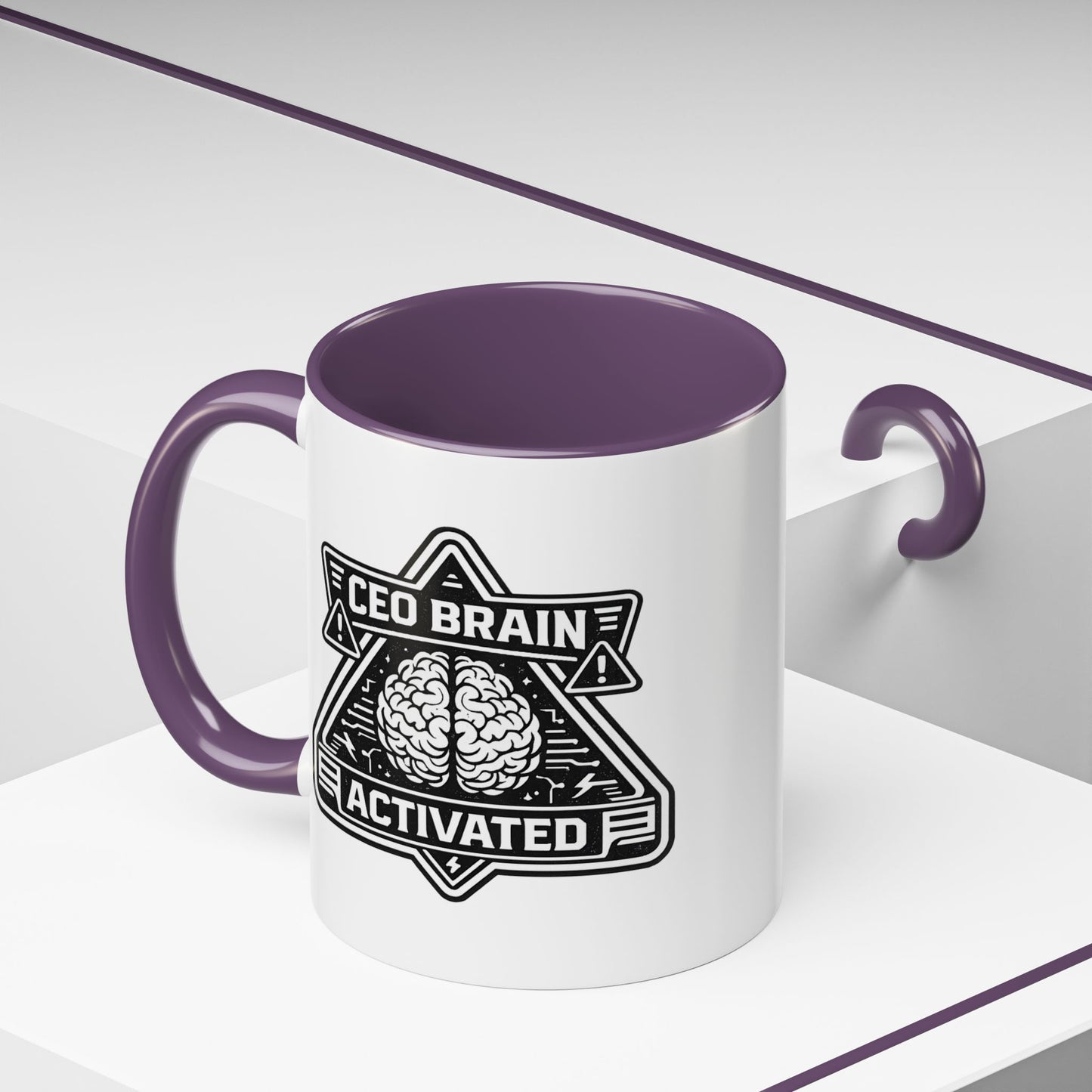 "CEO Brain Activated" Adventure Crew Coffee Mug — Retro Badge Accent 11/15oz