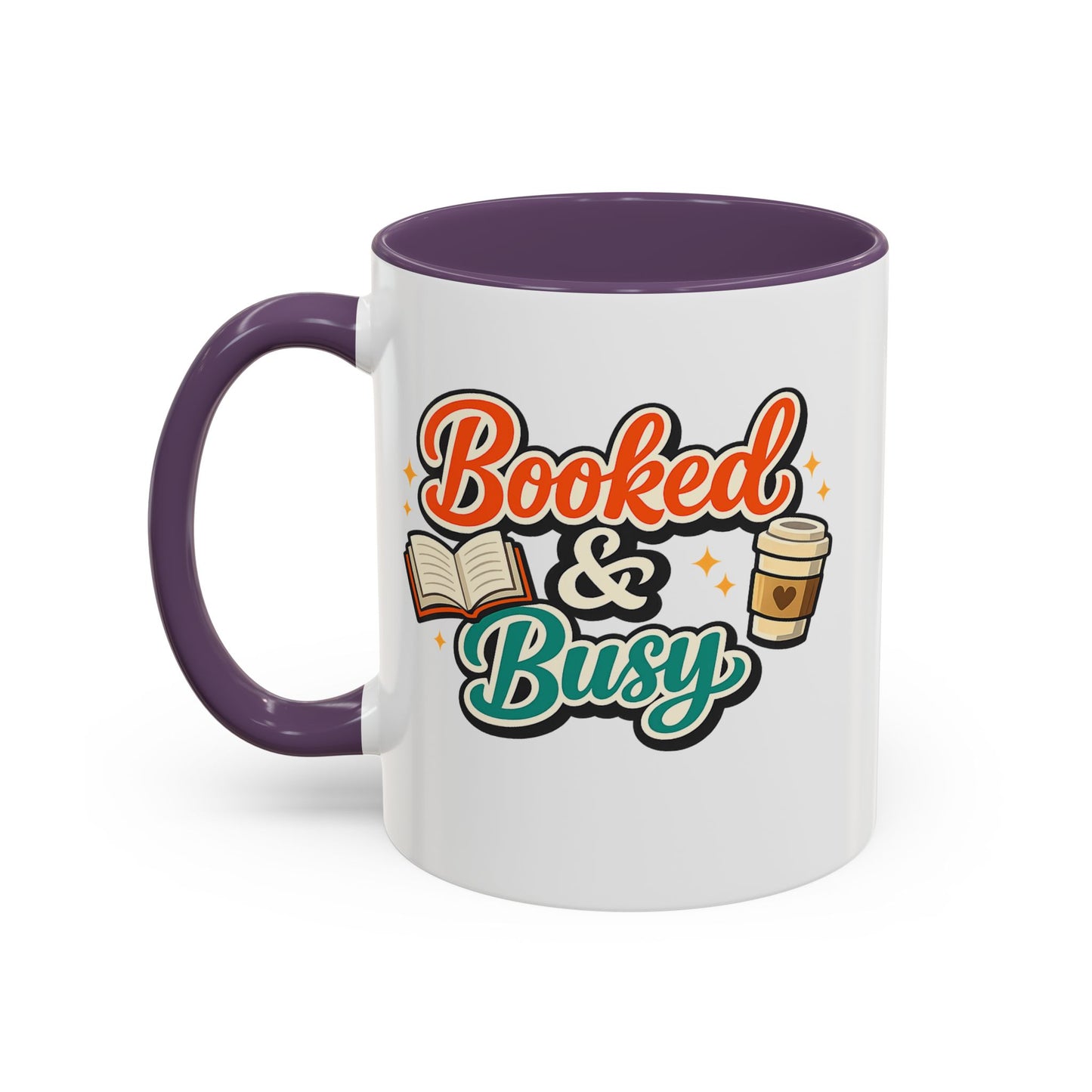 Booked & Busy Cozy Coffee Club Accent Mug — Cute “Local Coffee Shop” Illustration, 11/15oz