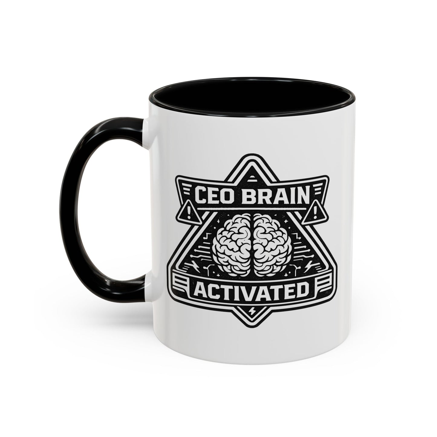 "CEO Brain Activated" Adventure Crew Coffee Mug — Retro Badge Accent 11/15oz