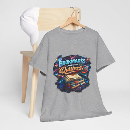 "Bookmarks Are For Quitters" Vintage Book Lover Tee T-Shirt