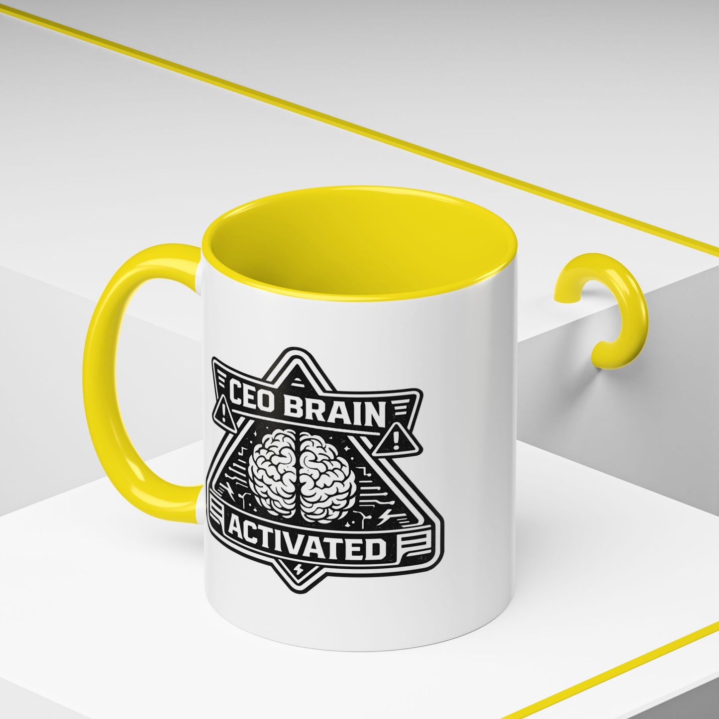 "CEO Brain Activated" Adventure Crew Coffee Mug — Retro Badge Accent 11/15oz