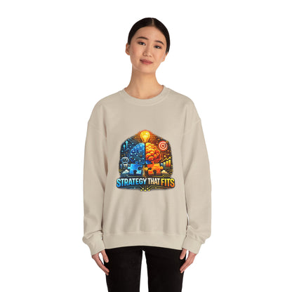 Crewneck Sweatshirt – "Strategy That Fits" Brainstorm Graphic
