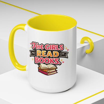 Hot Girls Read Books Coffee Mug — 'Best Mom Ever' Accent Ceramic Mug (11/15 oz)