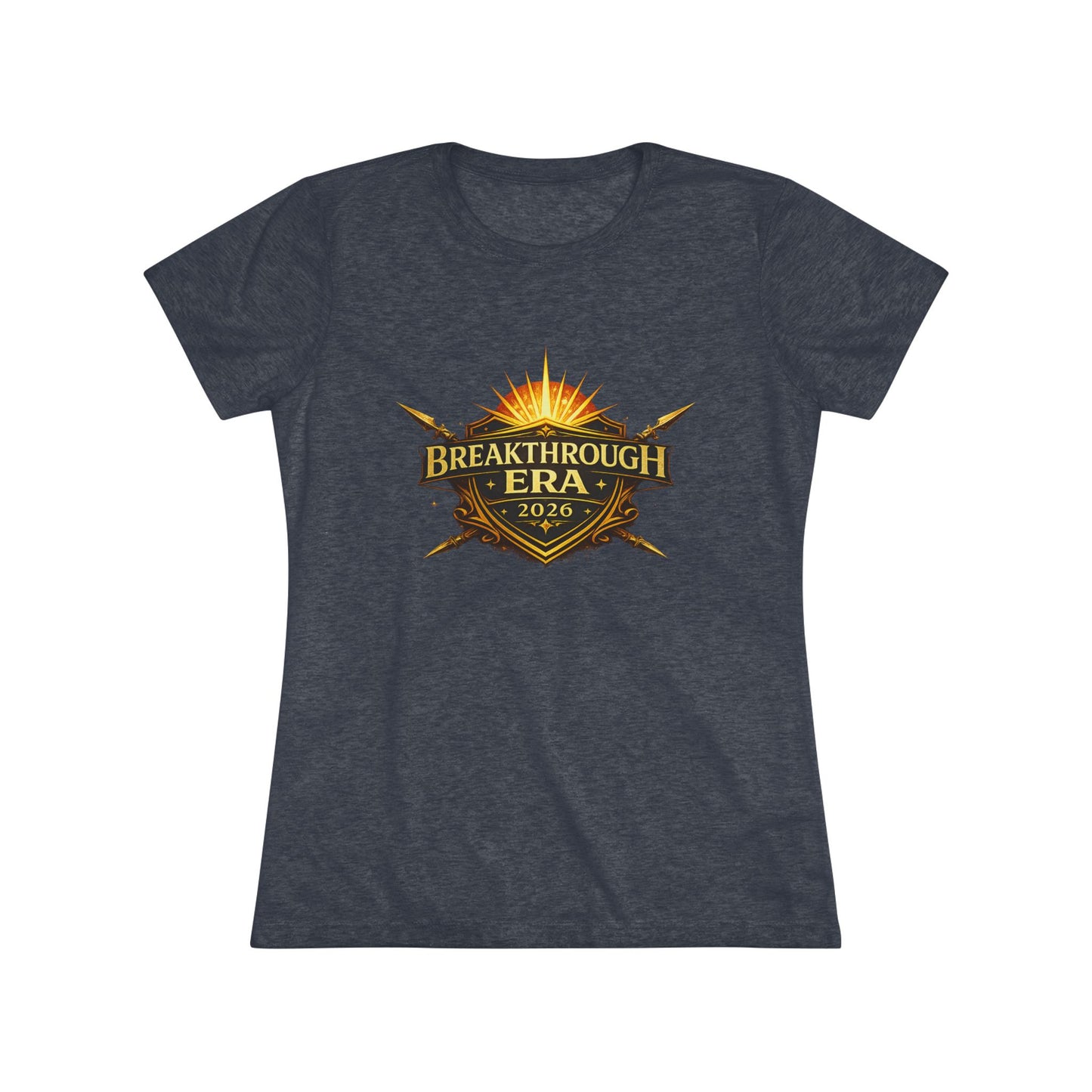 Breakthrough Era 2026 Women's Tee — Inspirational Sunrise Crest Graphic
