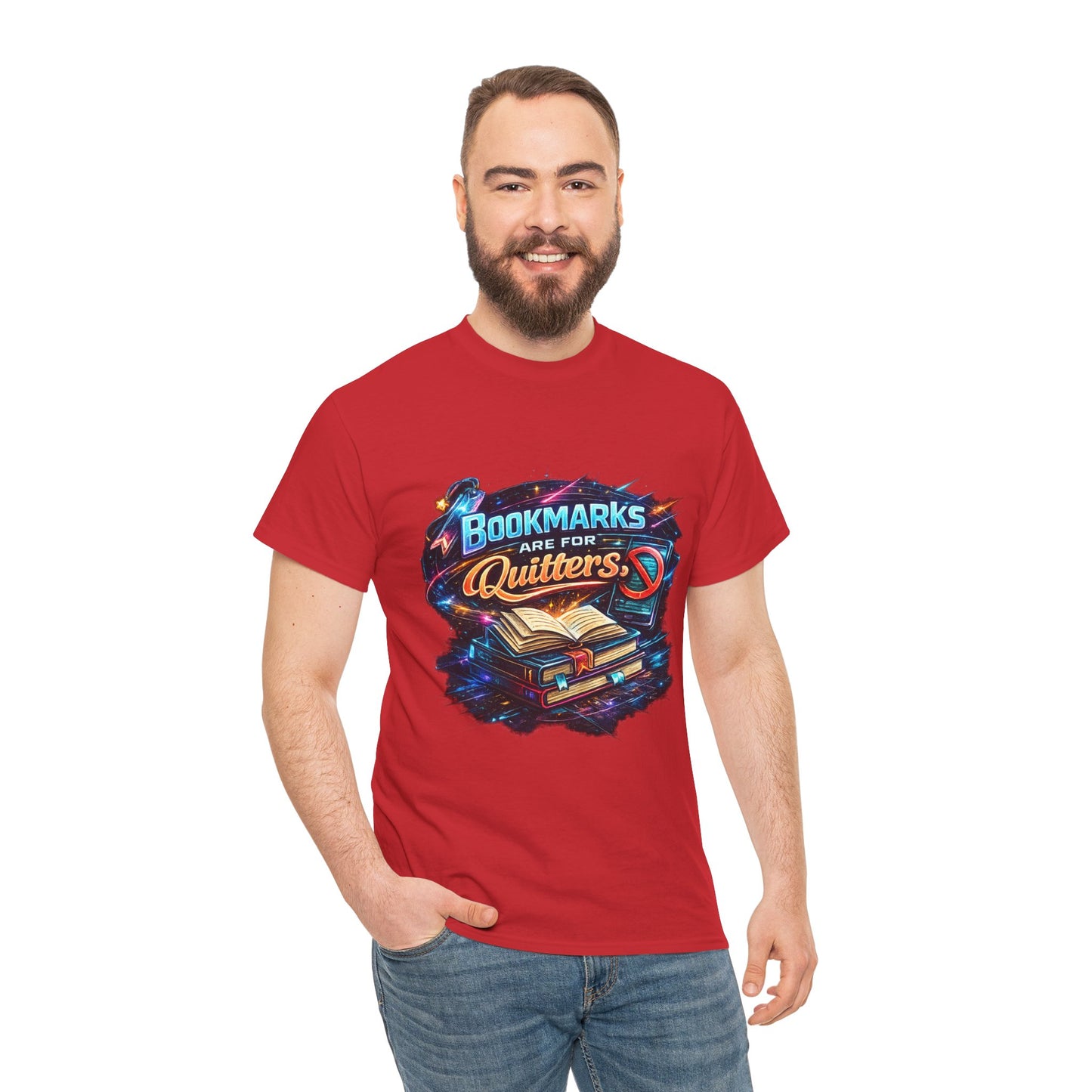 "Bookmarks Are For Quitters" Vintage Book Lover Tee T-Shirt