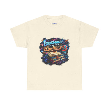 "Bookmarks Are For Quitters" Vintage Book Lover Tee T-Shirt