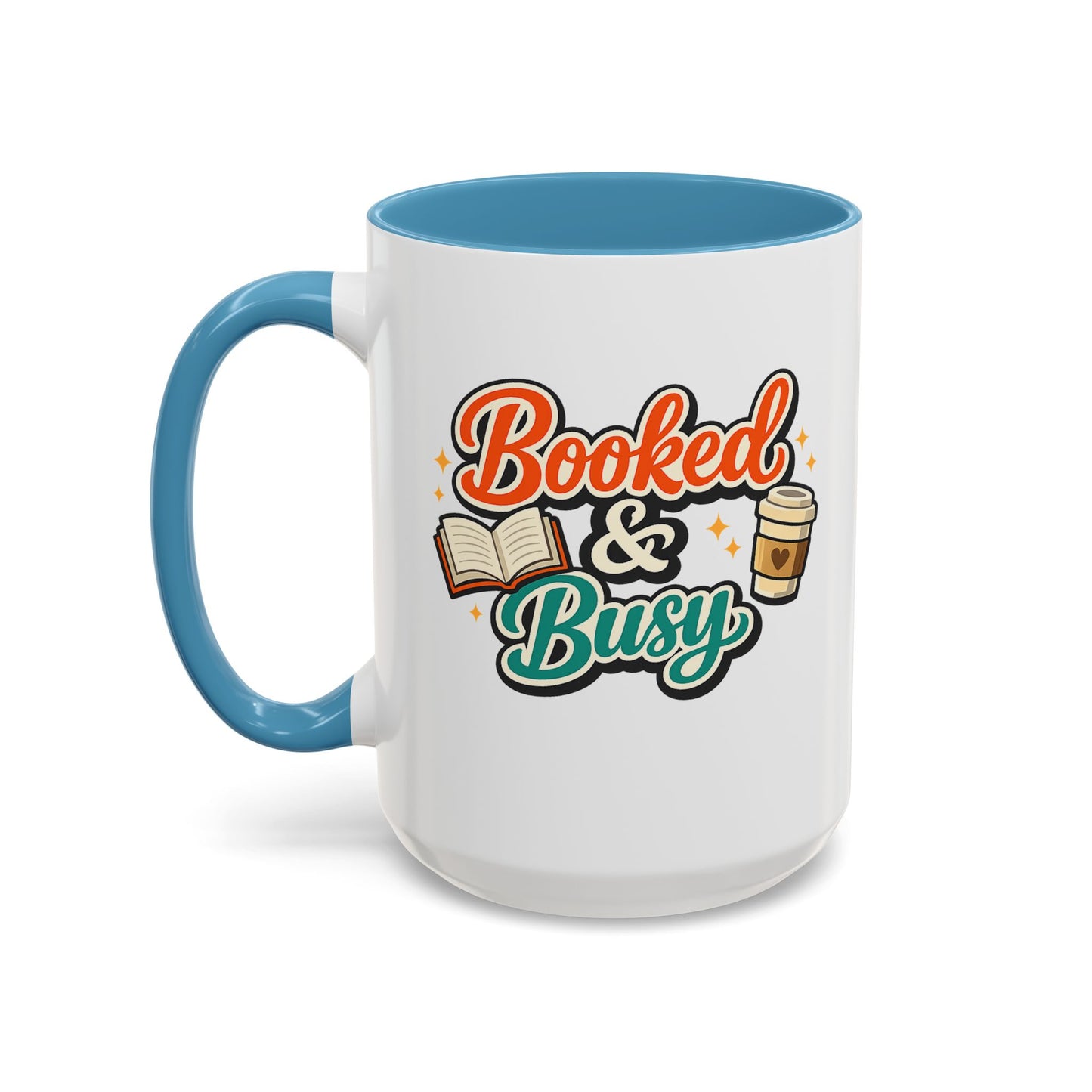 Booked & Busy Cozy Coffee Club Accent Mug — Cute “Local Coffee Shop” Illustration, 11/15oz