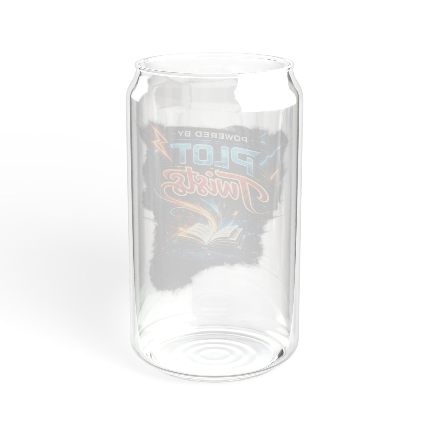 Sipper Glass - "Powered by Plot Twists" Novelty 16oz Mason-Style Drinking Jar