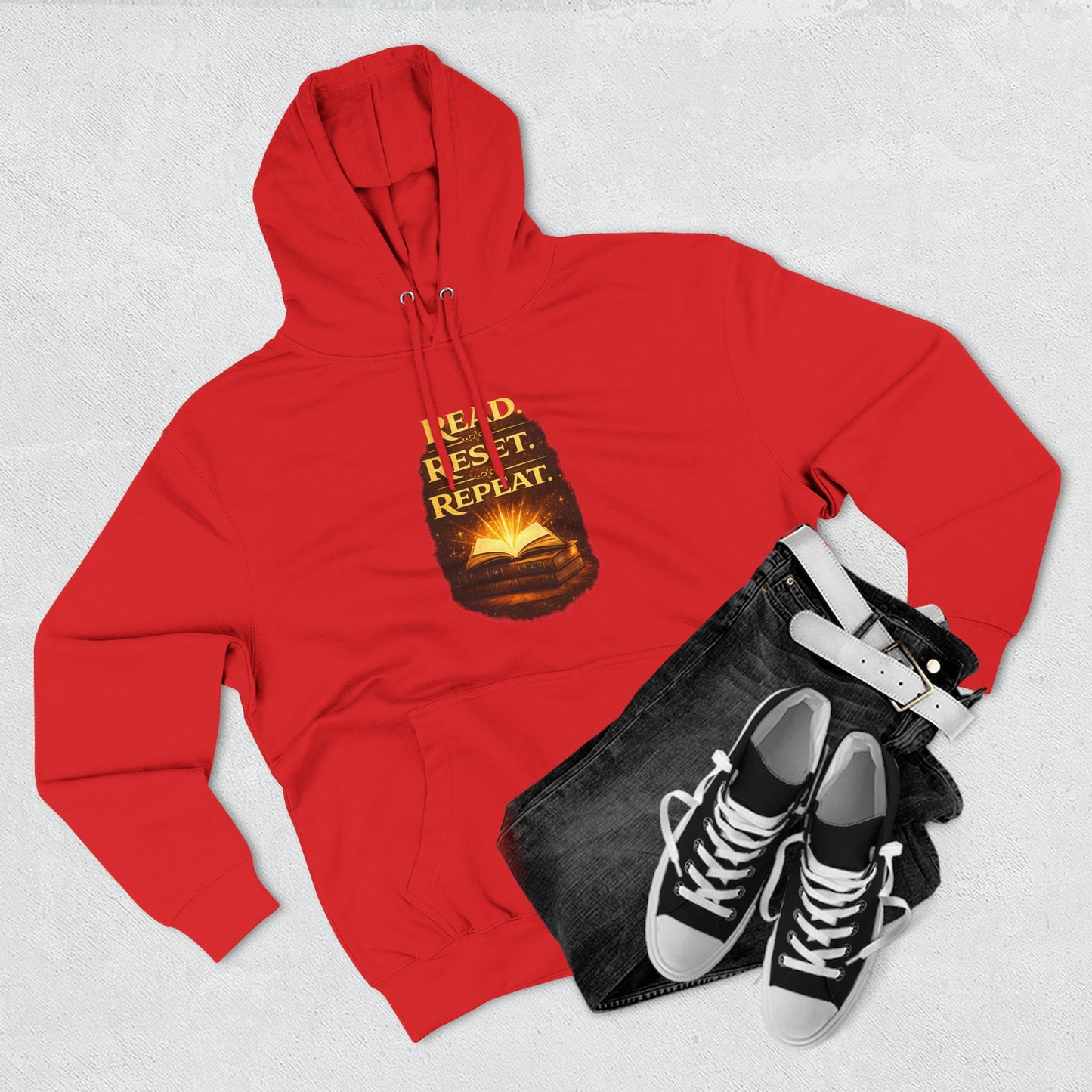Hoodie — 'Read. Resist. Repeat.' Book Lover Graphic Pullover