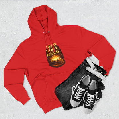 Hoodie — 'Read. Resist. Repeat.' Book Lover Graphic Pullover