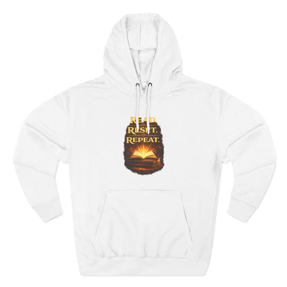 Hoodie — 'Read. Resist. Repeat.' Book Lover Graphic Pullover